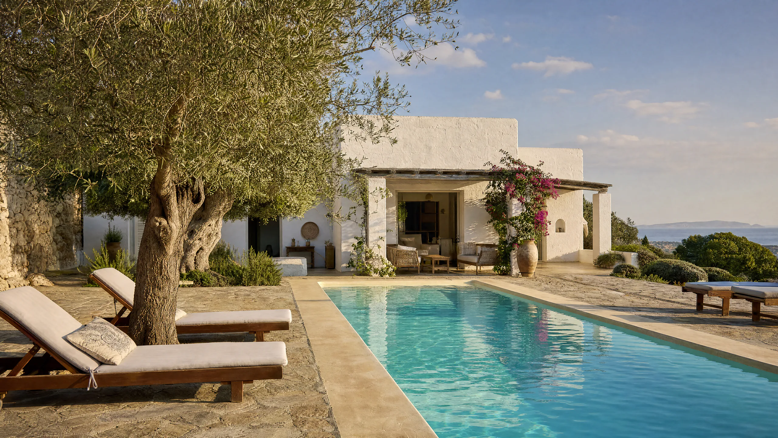 Mediterranean pool villa, enhanced